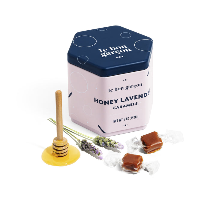 5 oz tin of Honey Lavender Caramels made in Los Angeles