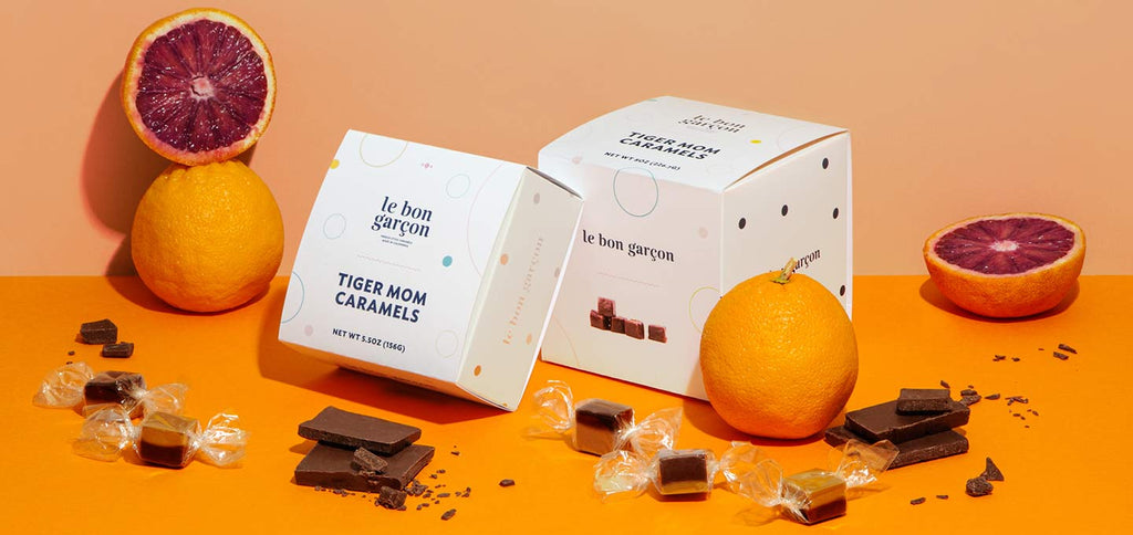 CARAMELS MADE WITH BLOOD ORANGE AND DANDELION CHOCOLATE