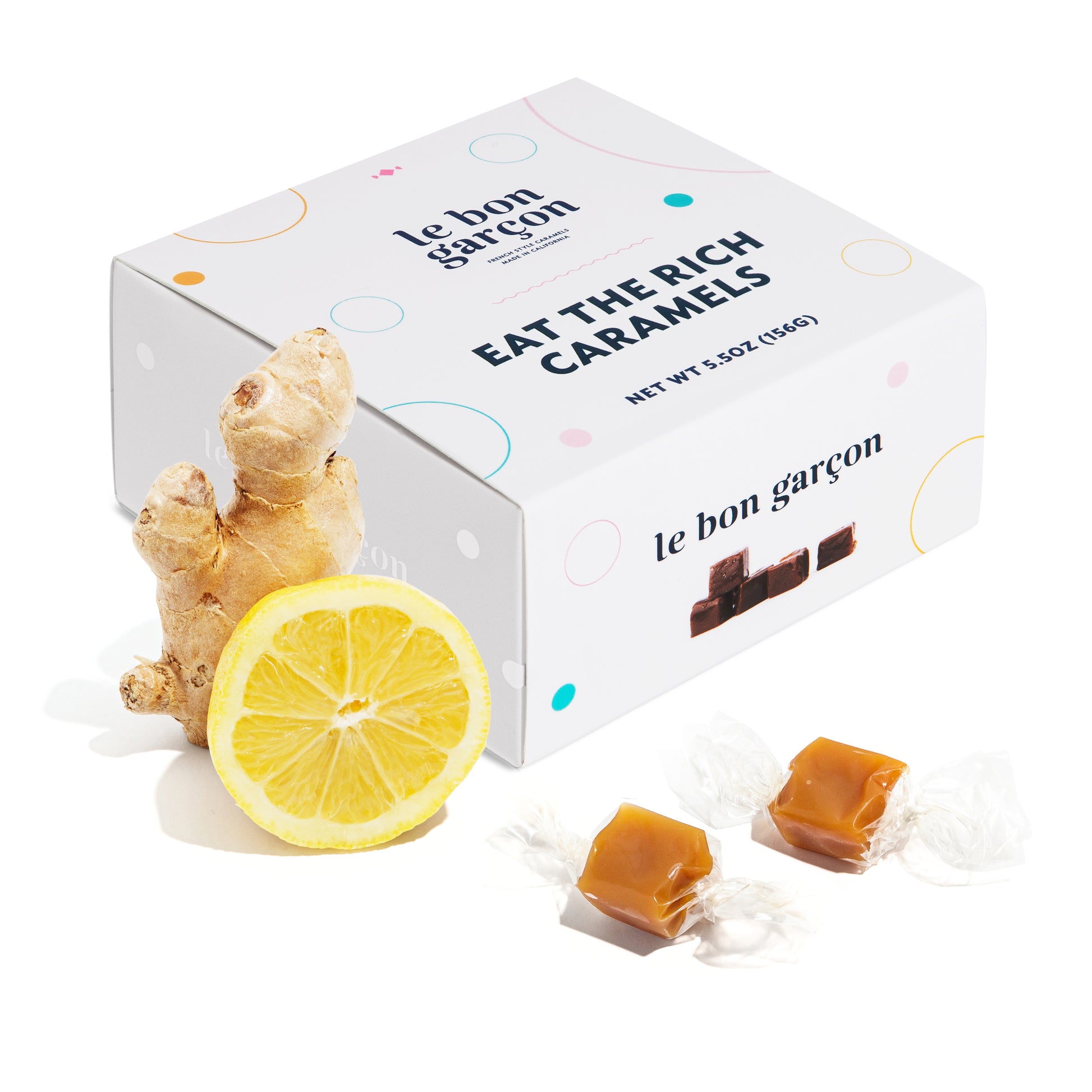 Saffron Caramels made with lemon, pear, ginger and vanilla - 5.5 oz box