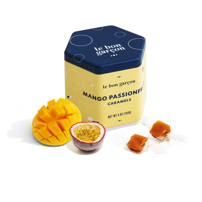 5 oz tin of Mango Passionfruit Caramels